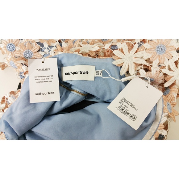 SELF-PORTRAIT Pink 3D Off-Shoulder Lace Mini - Picture 6 of 8